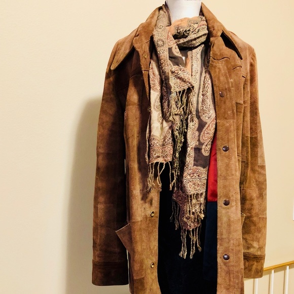 VINTAGE SPLIT COWHIDE SUEDE PATCHWORK JACKET - Picture 3 of 6